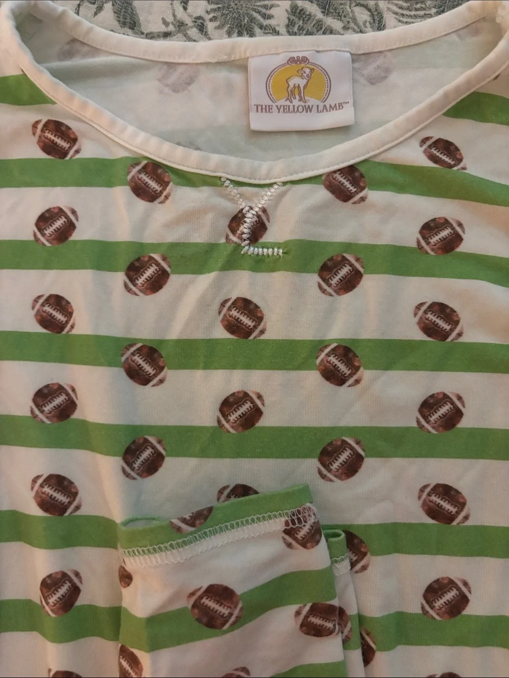 Children's Green & White Striped Football Pajama Set
